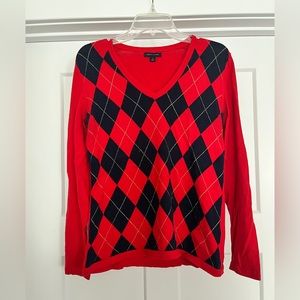 Argyle long-sleeved sweater